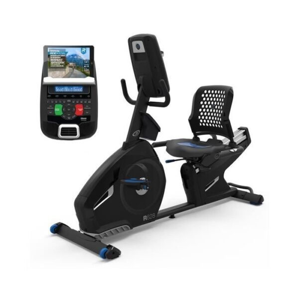 Vélo d'appartement semi-allongé connecté Nautilus R628 avec 29 programmes et résistance magnétique