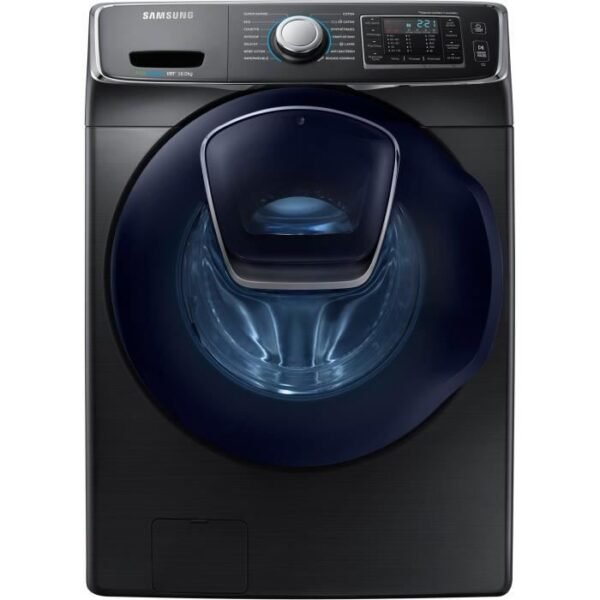 Lave Linge Frontal Maxi Capacité 16kg-1200 Tours -Moteur Induction-Eco Bubble-Addwash-Noir   Samsung Wf16j6500ev-